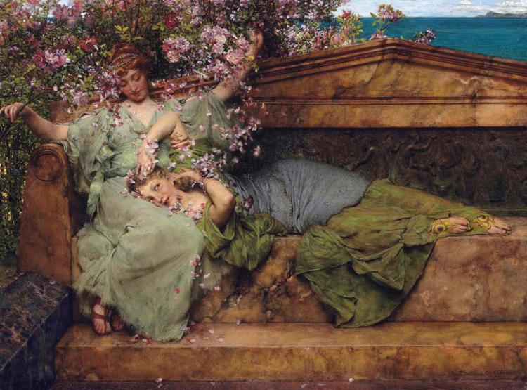 Alma-Tadema, Sir Lawrence In a Rose Garden (mk23) Sweden oil painting art